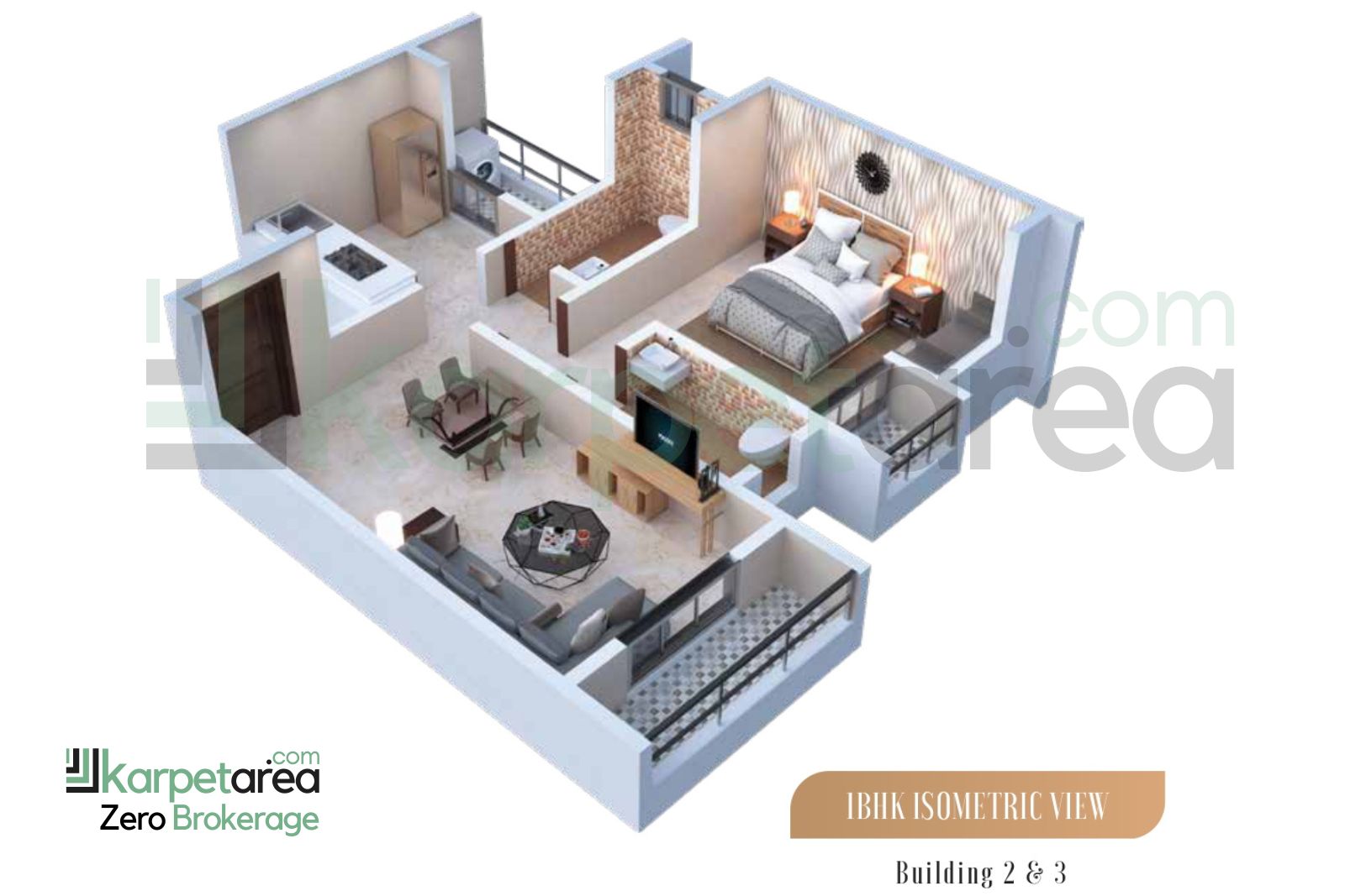 1 BHK Isometric Layout at Central Park in Mumbra, Thane 400612
